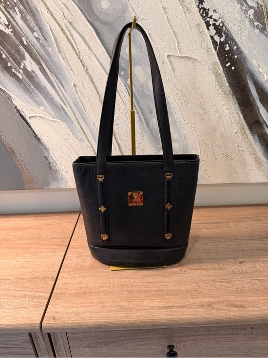 MCM Handbags - MCM Black Leather Gold-Accent Tote